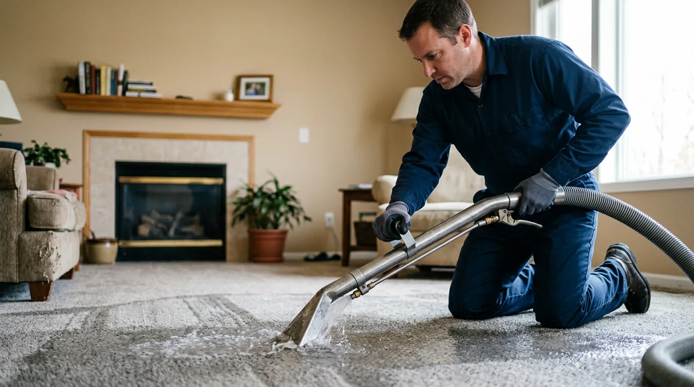 Water damage restoration technician working near Grasonville, MD